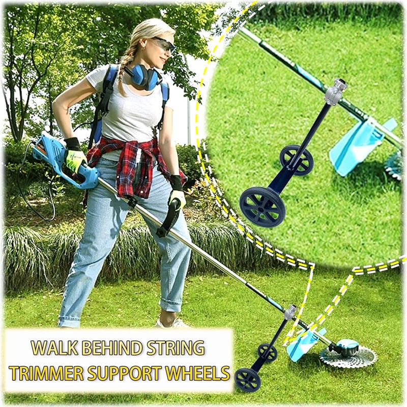 JOOPSAM 19.48" Adjustable Height String Trimmer Support Wheel with 26mm Handle Clamp, 6" Wheels Walk Behind String Trimmer Auxiliary Attachment for Easy Push Weed Trimmer Grass Cutter - Image 2